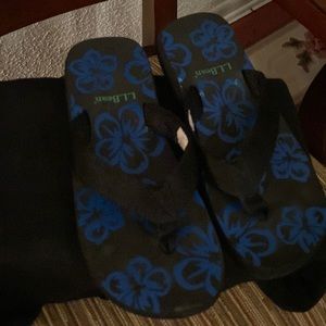 Black and blue flip  flops